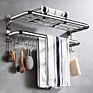 Drying Mounted Tiered Hanger Metal Stainless Steel Shelf Hook Bathroom Hung Rail Wall Mount Towel Rack