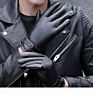 Ds39 Cycling Driving Leather Mittens Thickened Waterproof Lining Pu Leather Gloves Man Black Touch Screen Pu Gloves