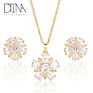 Dtina Gold Necklace Jewelry Sets Gold Plated Earrings Colorful Crystal Jewelry for Ladies