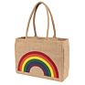 Durable Handle Jute-Bags- Home Jute Market Tote Bag with Rainbow Print