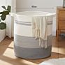 Durable Soft Customized round Foldable Storage Cotton Rope Laundry Basket
