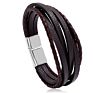 Easy Open Metal Knot Black Plain Leather Bracelet for Men