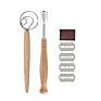 Eco-Friendly Kitchen Products Stainless Steel Original Wood Handle Curved Trimming Knife Bread Lame Danish Dough Whisk Set