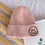 Ee282 Knit Beanies Kids Smile Face Knitted Beanie Hats Skull Cap Slouchy Cuffed Smile Printing Toddler Warm Beanie Caps