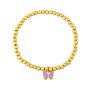 Elastic Gold Plated Copper Beads Stretch Bracelet Enamel Butterfly Charm Bracelet