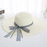 Elegant Ladies Straw Hat Lace Bow Hat with Large Brim Adjustable Holiday Outdoor Beach Straw Hat with Fur-Brim