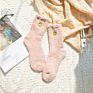 Embroidered Coral Velvet Socks Thickened Home Smile Face Women Floor Socks