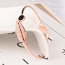 European Stainless Steel Rose Gold Open Bracelet Simple Feather Black Piece Bracelet for Women