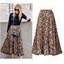 European Style High Waist Loose Streetwear Vintage Leopard Printing Womens Chiffon Leisure Skirt