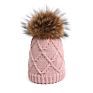 Excellent Design Big Fur Pompom Plain Beanie Hat for Women Men