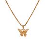 Exquisite 24K Gold Butterfly Charm Necklace Women Choker Collar Water Wave Chain Jewelry Butterfly Pendant Necklace