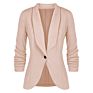 Fall Solid Color Simple Lady Office Blazer Jacket 3/4 Stretchy Ruched Sleeve Open Front Business Blazer for Women