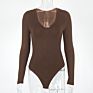 Fall Woman Clothing V Neckline Women Bodysuit Long Sleeve Bodysuit for Women