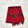 Fashionable Classic Long Soft Warm Women Neck Red Checked Tassel Wool Plaid Scarves For