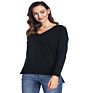 Fashionable Khaki Black Blue Cotton Soft Solid Women Pullover Sweater