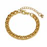 Finetoo Luxury Gold Cuban Link Chain Bracelet Gold Plated Punk Style Chunky Charm Bracelets for Women