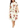 Floral Print Dress round Neck Short Sleeve Dress Ladies Dresses Women Casual