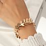 Foreign Trade Bracelet Gold-Plated Domineering Rule Leaf Bracelet Personality Copper Gold-Plated Leaf Bracelet