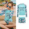 Full Long Sleeve Bathing Suits Kid Swimwear Children Girls Rashguard Set Swimsuit