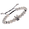 8mm white turquoise Crown Zircon Beads Bracelet