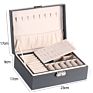 Gift Pink Black Storage Jewelry Boxes Earrings Necklace Pendant Multifunctional Large Double-Layer Leather