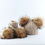 Girl Pompon Hats and Scarves Sets Knitted Warm Nature Fur Pom Pom Hat Scarf Thick Beanies Hats Kids Baby Solid Bones