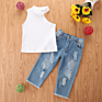 Girls Clothing Suit Design Top and Jeans Suit Girls 2Pcs Outfits