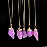 Gold Chain Quartz Necklace Crystal Chakra Rock Necklace Pendant Colorful Rainbow Natural Stone Necklace