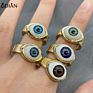 Gold Filled Jewelry Evil Eye Rings Jewelry Accessories Big Wide Bang Evil Eye Stones Ring 18 Gold Plated Enamel Ring