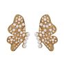 Gold Plated Statement Pearl Stud Earrings Jewelry Colorful Rhinestone Butterfly Wings Earrings for Women