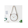 Gold Wall Clock Nordic Vogue Mute Movement Glass Clock Minimalist Home Decor Pu Leather Belt Hanging Clock