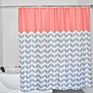 Grey and White Zig Zag Striped Pattern Polyester Fabric Customized Design Shower Curtain