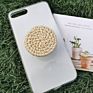 Handmade Bamboo Woven Rattan Airbag Telescopic Mobile Phone Holder Desktop Lazy Phone Grip Gift Jewelry Phone Socket