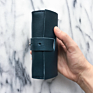 Handmade Pu Leather Phone Accessories Storage Pouch Cable Earphone Roll Bag Holder