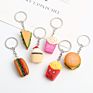 Handmade Simulation Dog Keyring Cake Sandwich Keyring French Fries Popcorn Hamburger Keychains Pendant Food