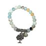 Healing Chakra Awl Charm Bracelet with Matt Amazonite Stone Beads Bracelet