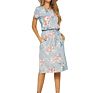 High-Waisted Breathable Milk Silk Casual Print round Collar Dress