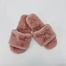 High Hope Grey Women's Cross Band Furry Slippers House Shoes Indoor Comfortable Rabbit Faux Fur Slipper