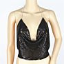 High Street Metal Sequin Halter Neck Backless Crop Tops Women