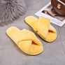 Home Slippers Shoes Ladies Cross Soft Plush Furry Female Open Toe Slides Women Warm Faux Fur Slippers