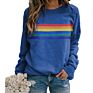 Hoodies Pullover Causal Rainbow Printed Long Sleeves O Neck Loose Sweatshirt Women Hoodies Pullover