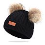 Infant Toddler Baby Knitting Woolen Hat Warm Pure Color Double Pom Pom Boys Girls Beanie Cap Kids Hats