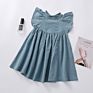 Ins Girls Dress Cotton and Linen Solid Color Flying Sleeve Skirt Baby Princess Dress Girl Dress