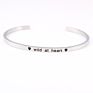 Inspirational Stainless Steel C Shape Message Bar Bracelet Hand Stamped Engraved Stainless Steel Message Cuff Bracelet Jewelry