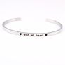 Inspirational Stainless Steel C Shape Message Bar Bracelet Hand Stamped Engraved Stainless Steel Message Cuff Bracelet Jewelry