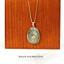 Jd Gemstone Copper Edging Necklace Oval Pendant Rose Quartz Jade Amazonite Gray Moonstone Semi-Precious Stone Jewelry