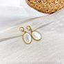 Jewelry 925 Silver Needle Korean East Gate Geometric round Earrings Temperament Cat's Eye Stone Earrings Ins Net Red Simple For