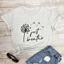 Just Breathe 100% Cotton T-Shirt Vintage Women Anxiety Graphic Tshirt