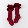 K1118204 1-8Y Kids Baby Knee High Girls for Children Princess Style Knit Toddler Cotton Long Socks with Velvet Bows