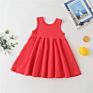 Kids Fall Wear Manufacturers Eco-Friendly Solid Color 95% Cotton Daily Life Dress for Girl